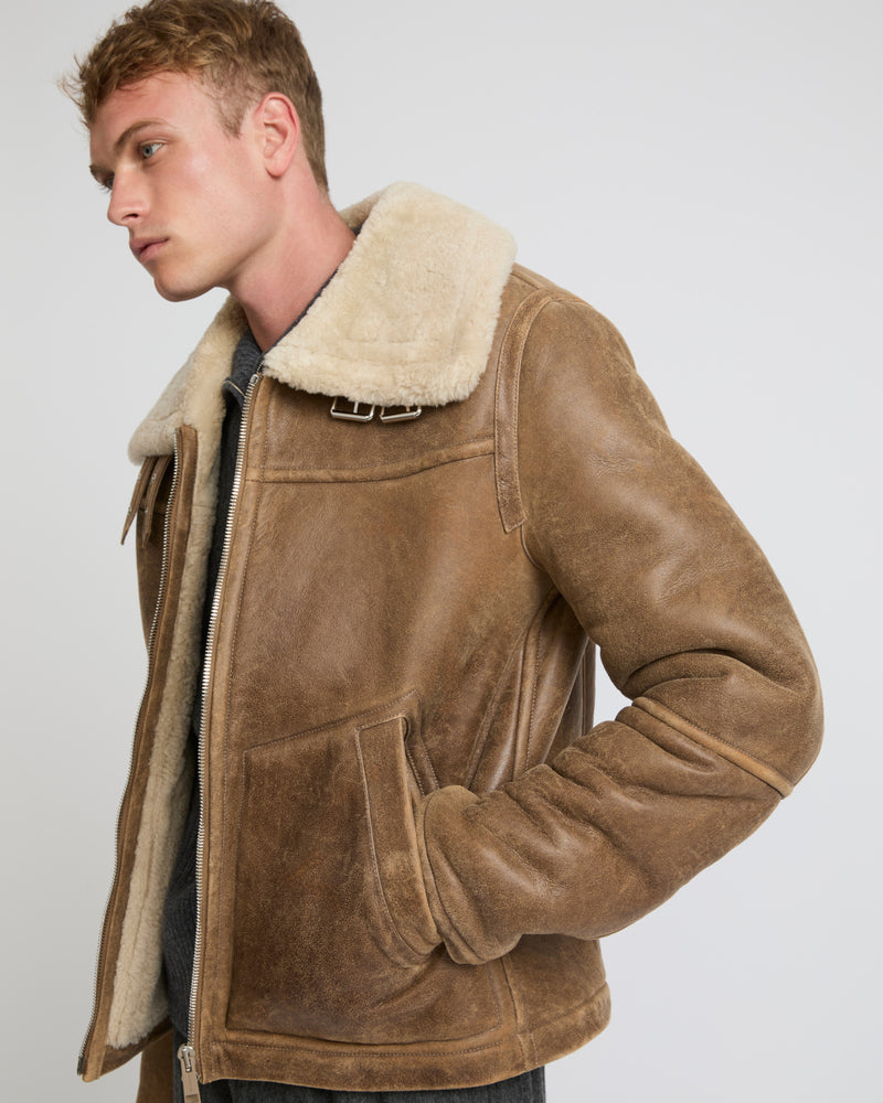 Bomber jacket in merino shearling