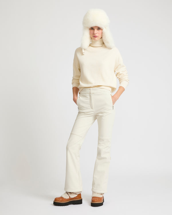 Softshell fabric flared fitted trousers