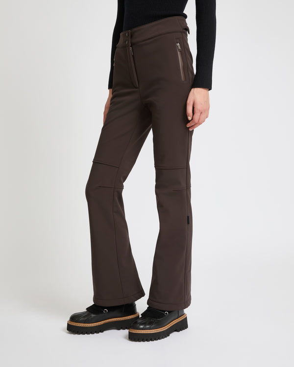 Softshell fabric flared fitted trousers