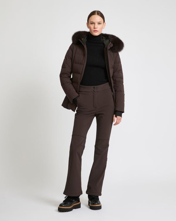 Softshell fabric flared fitted trousers