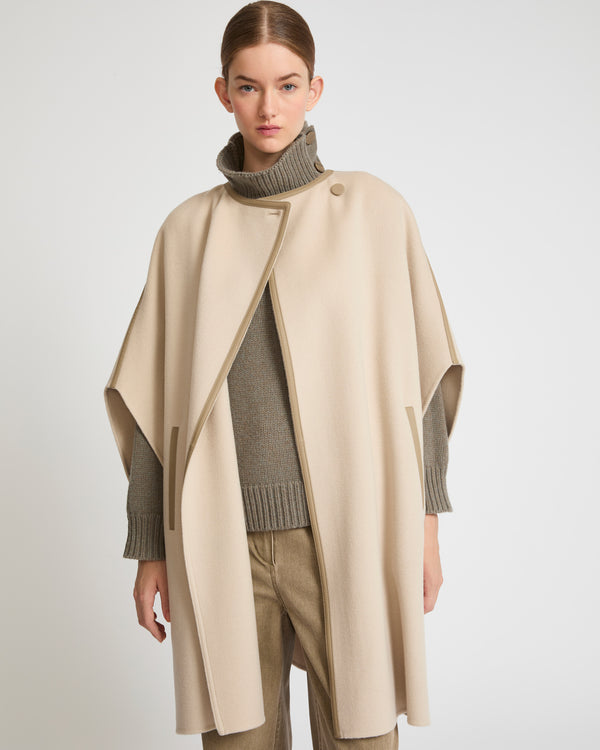 Double-sided cashmere blend cape with button details