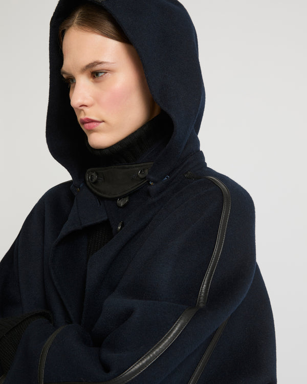 Double-sided cashmere blend hooded cape