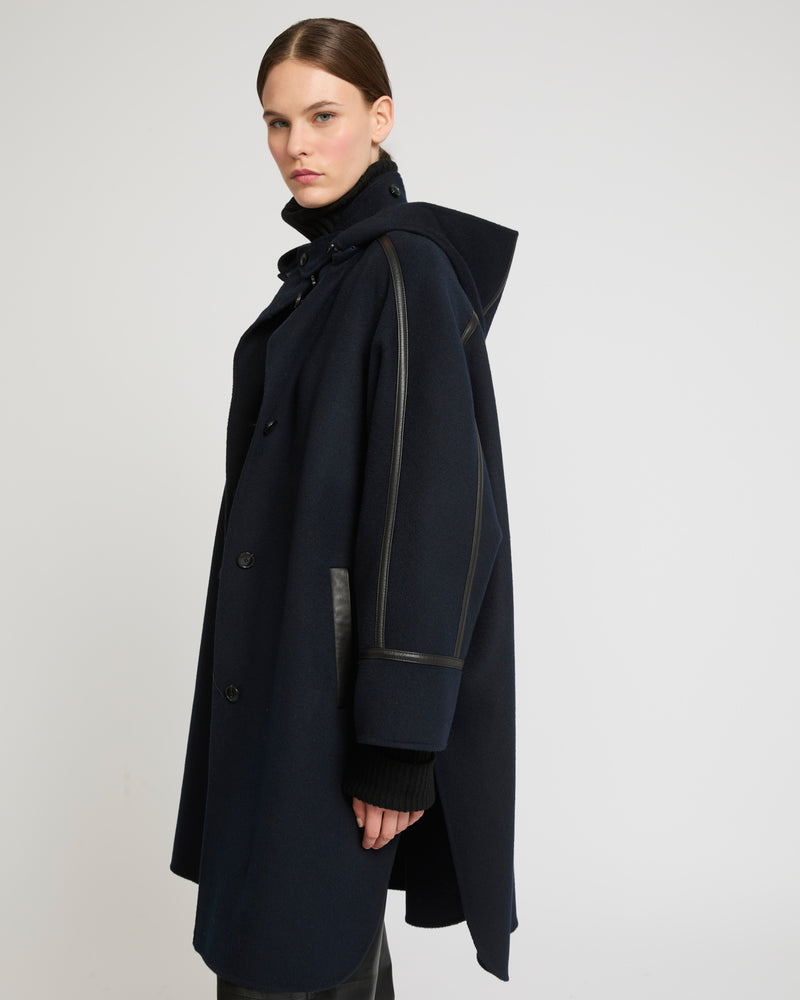 Double-sided cashmere blend hooded cape