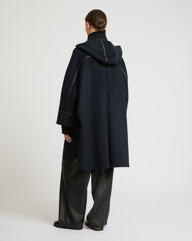 Double-sided cashmere blend hooded cape