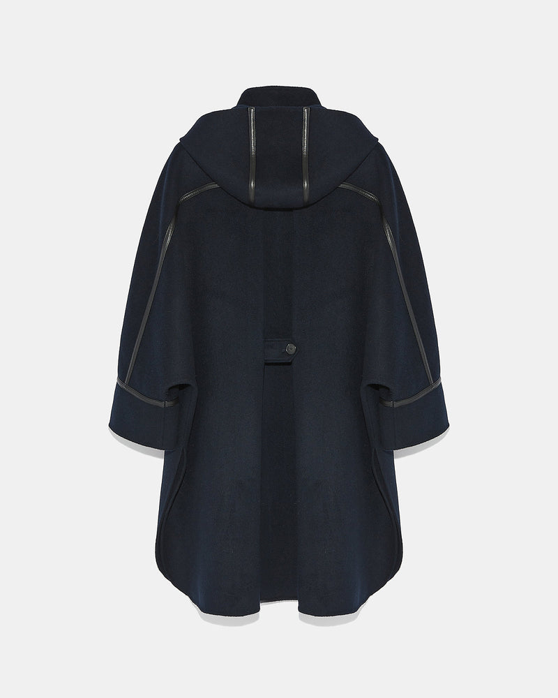 Double-sided cashmere blend hooded cape