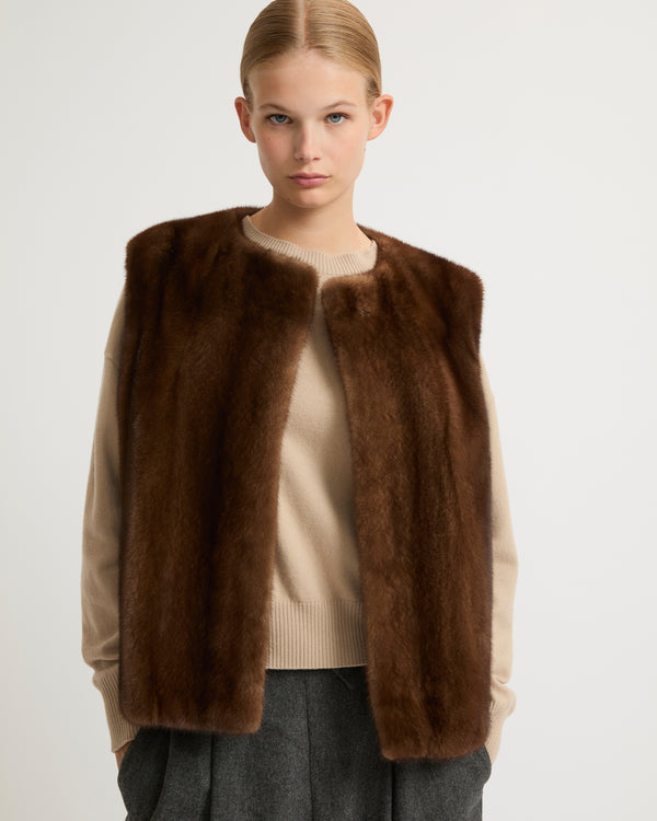 Long-haired mink fur gilet