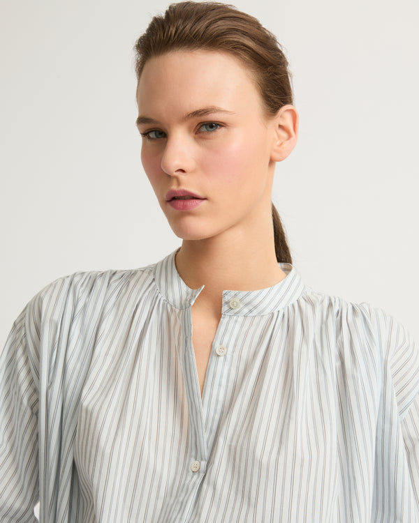 Pleated cotton-blend shirt