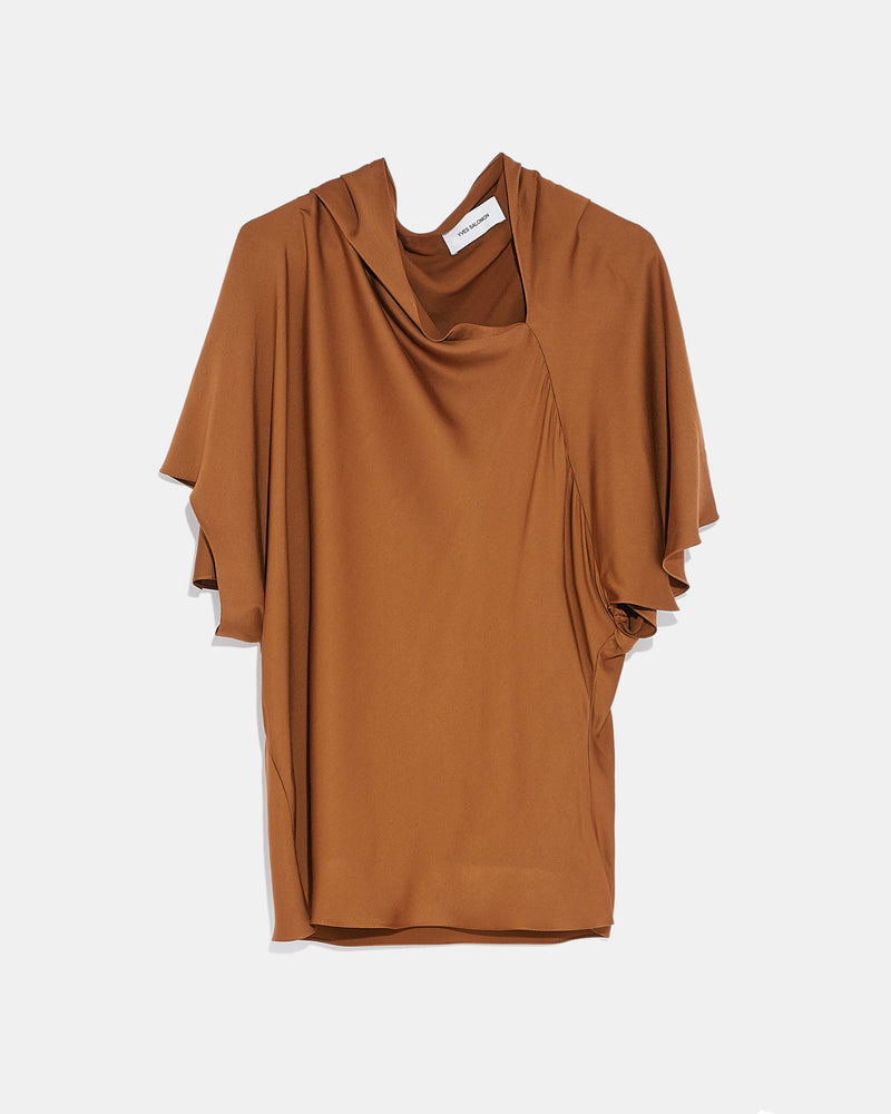 Asymmetric top in matte satin fabric