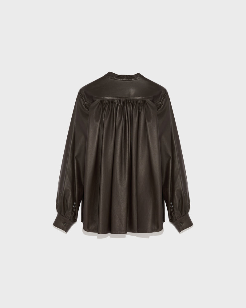 Pleated shirt in thin lambskin leather