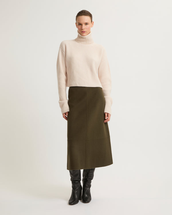 Double-sided cashmere blend skirt