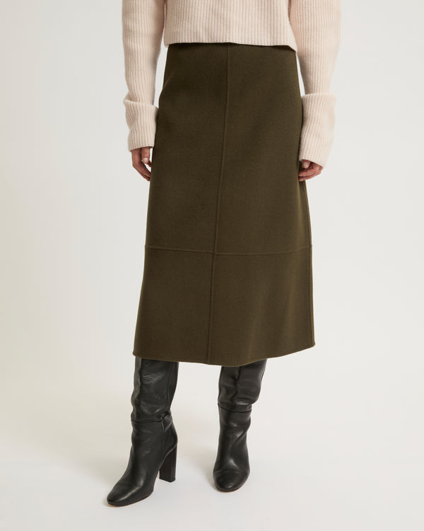 Double-sided cashmere blend skirt