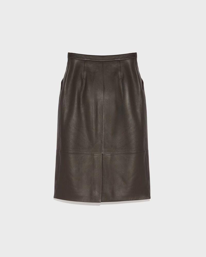 Lamb leather pencil skirt