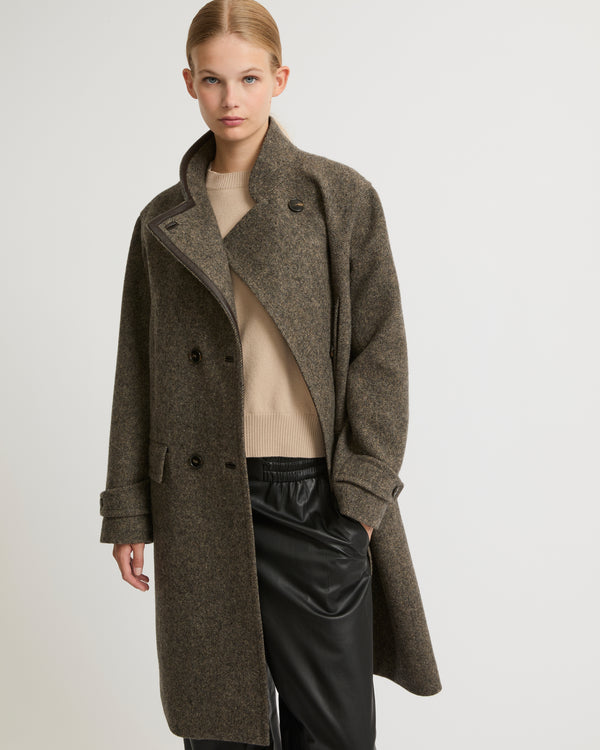 Manteau caban long en lainage-Yves Salomon - Soldes d'hiver - Winter Sale