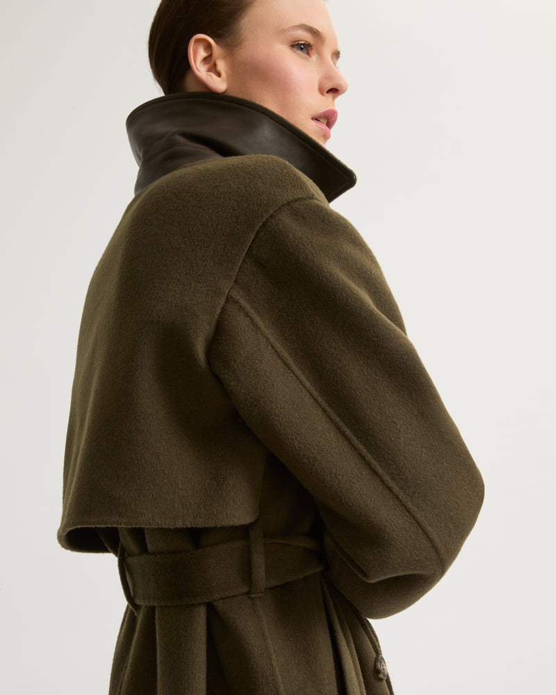 Long wool cashmere-blend trench coat