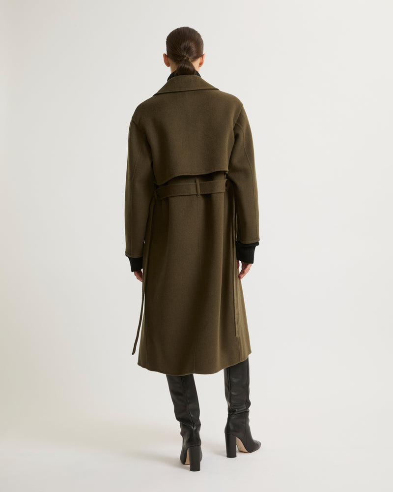 Long wool cashmere-blend trench coat