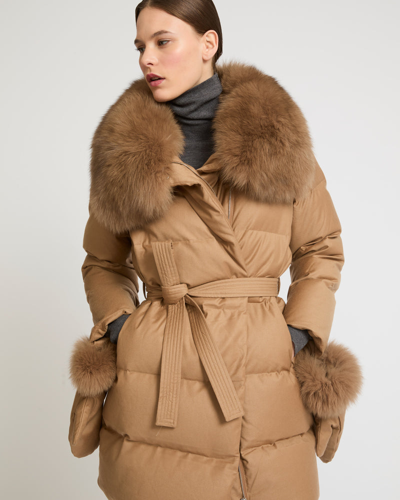 Fox fur down coat best sale