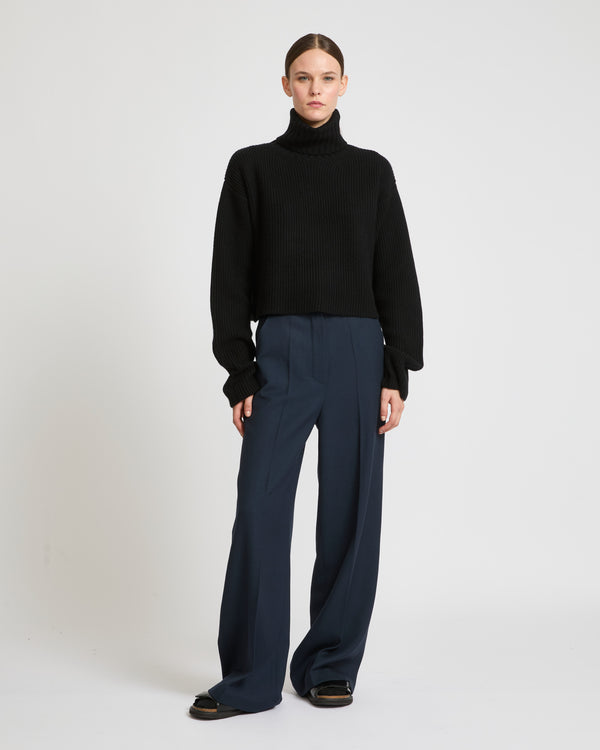 Pantalon droit en gabardine de laine-Yves Salomon - Soldes d'hiver - Winter Sale