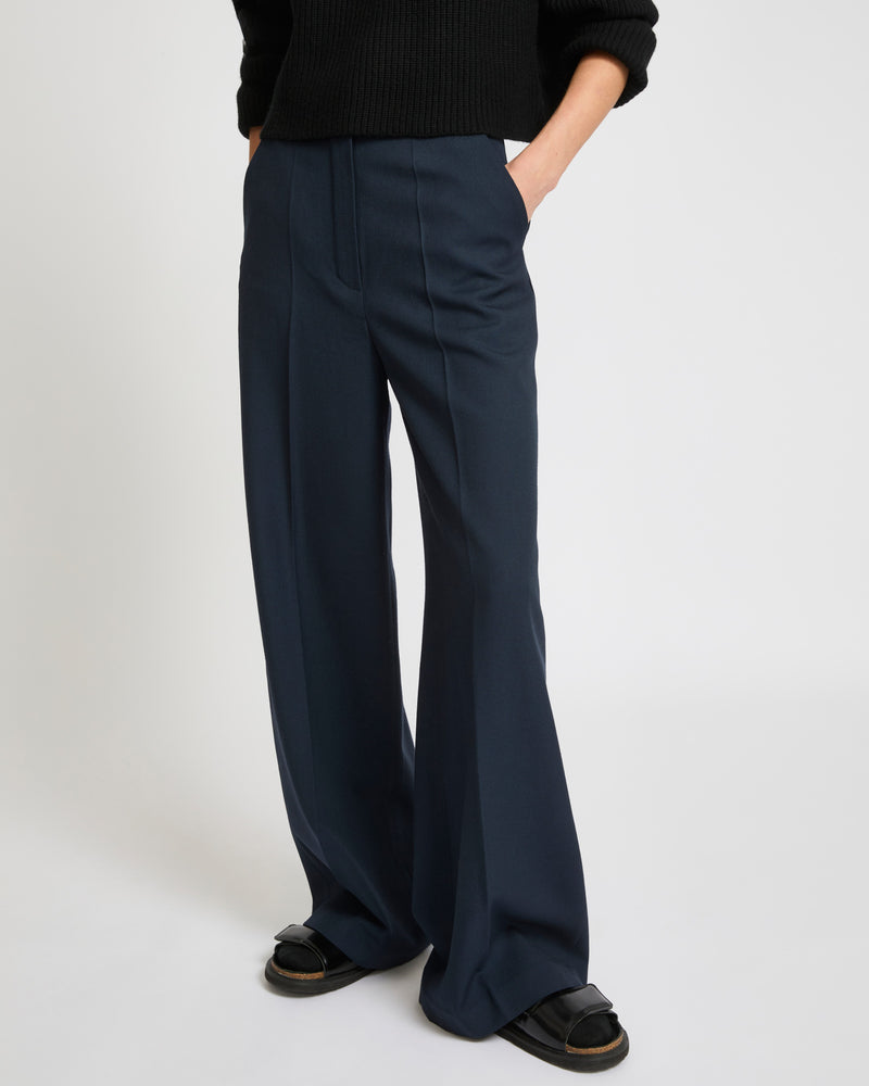 Straight trousers in wool gabardine fabric