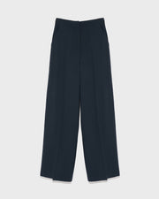 Pantalon droit en gabardine de laine