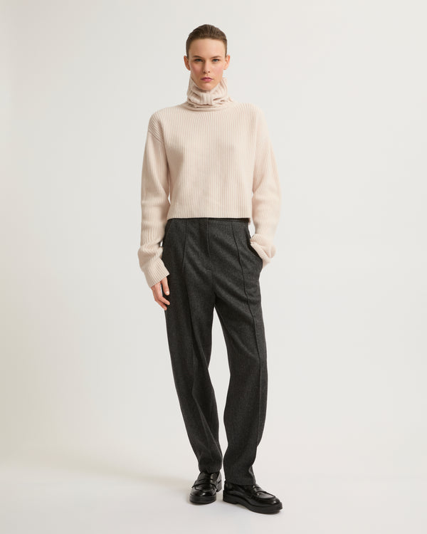 Pantalon tailleur en flanelle-Yves Salomon - Soldes d'hiver - Winter Sale