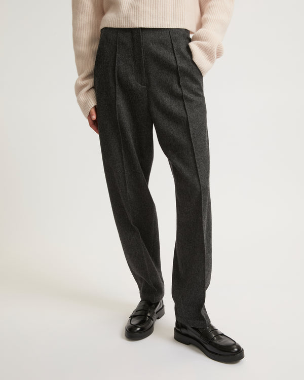 Pantalon tailleur en flanelle-Yves Salomon - Soldes d'hiver - Winter Sale