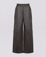 Pantalon droit en cuir d'agneau