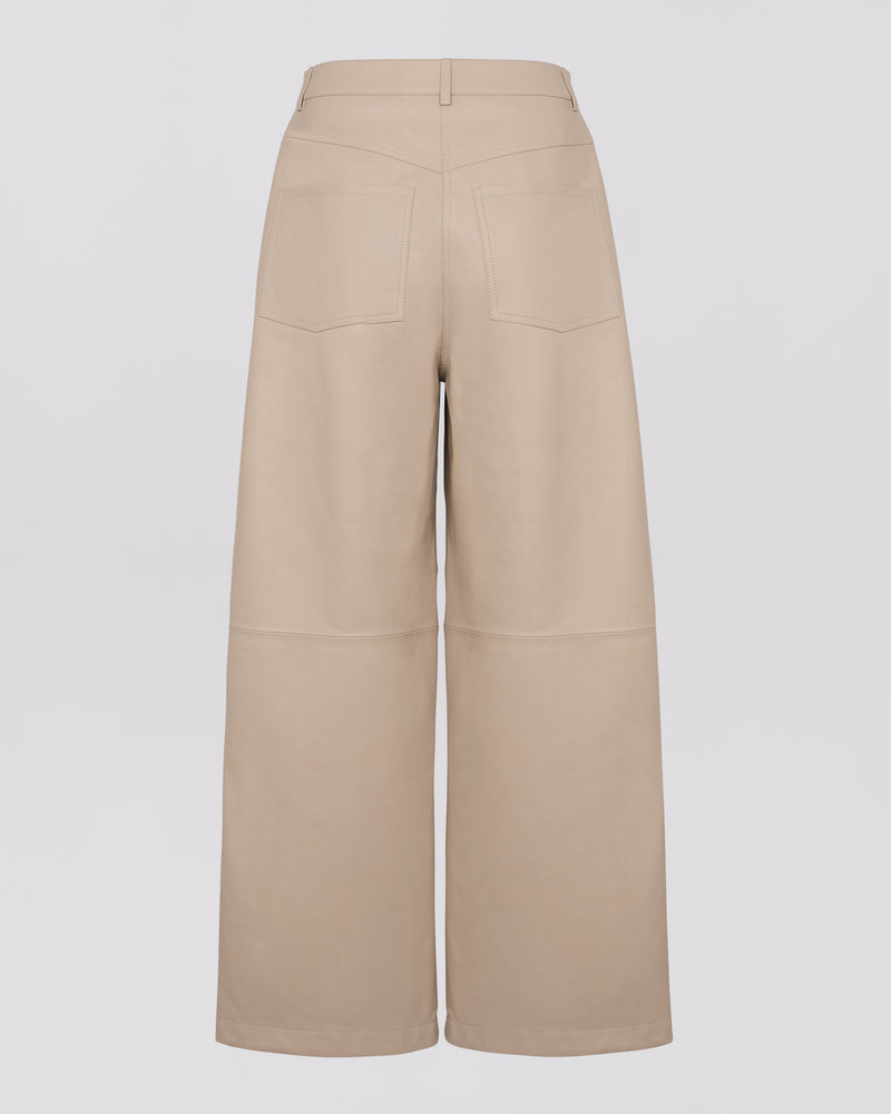 Pantalon droit en cuir d'agneau