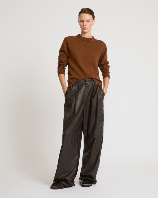 Wide-leg trousers in thin lambskin leather