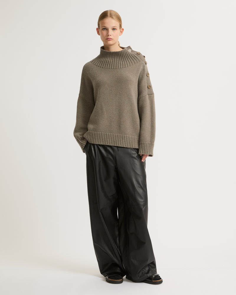 Wide-leg trousers in thin lambskin leather