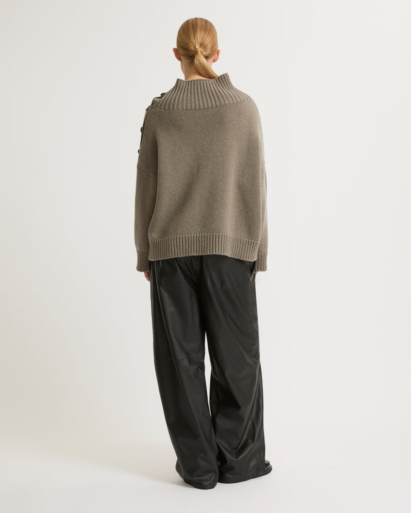 Wide-leg trousers in thin lambskin leather