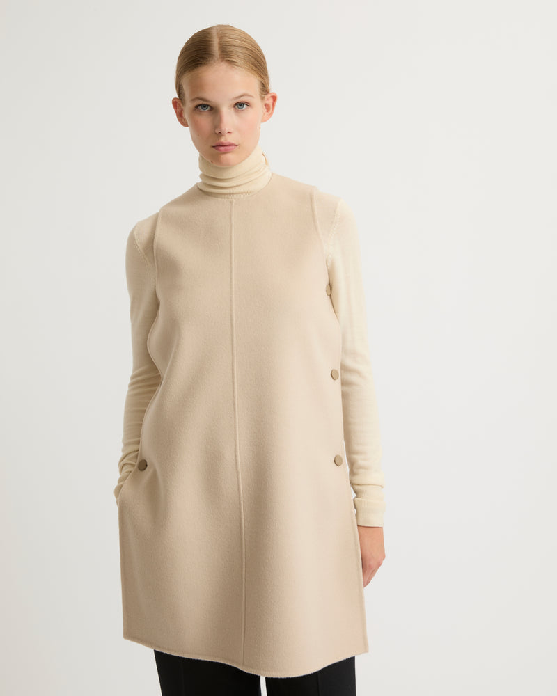 Short double-sided cashmere blend dress