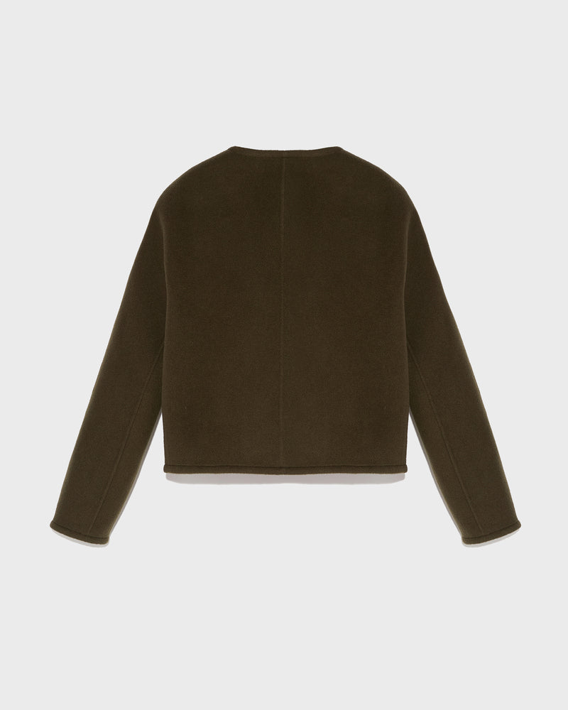 Double-sided cashmere blend round neck jacket