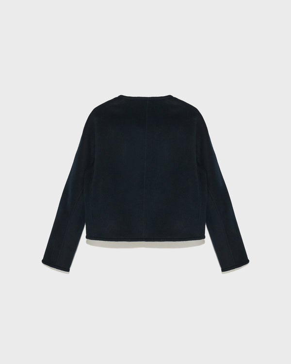 Double-sided cashmere blend round neck jacket