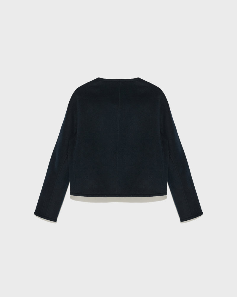 Double-sided cashmere blend round neck jacket