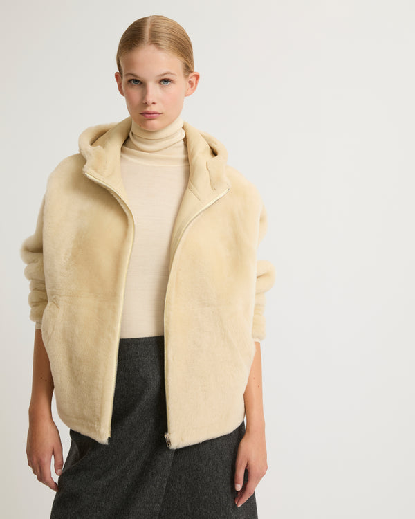 Hooded shearling jacket