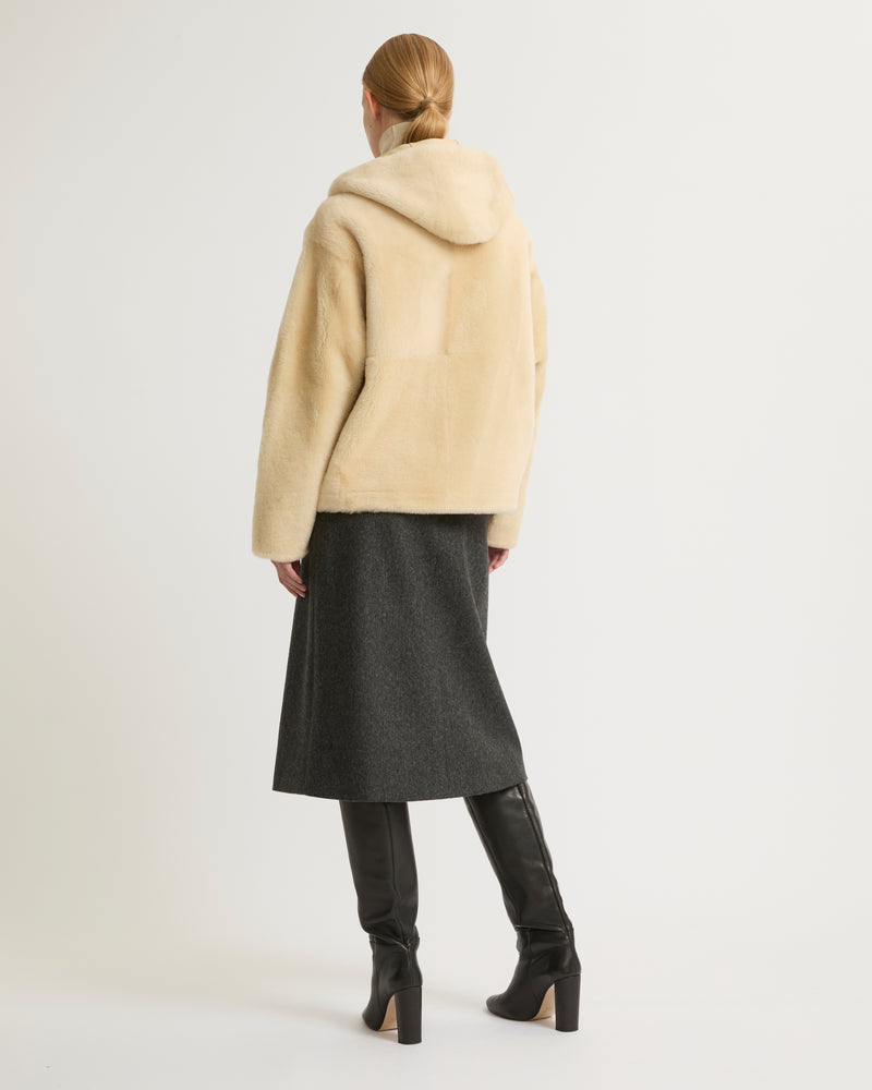 Hooded shearling jacket