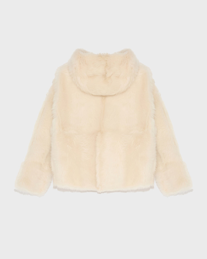 Short hooded jacket in Toscana Folk lambskin