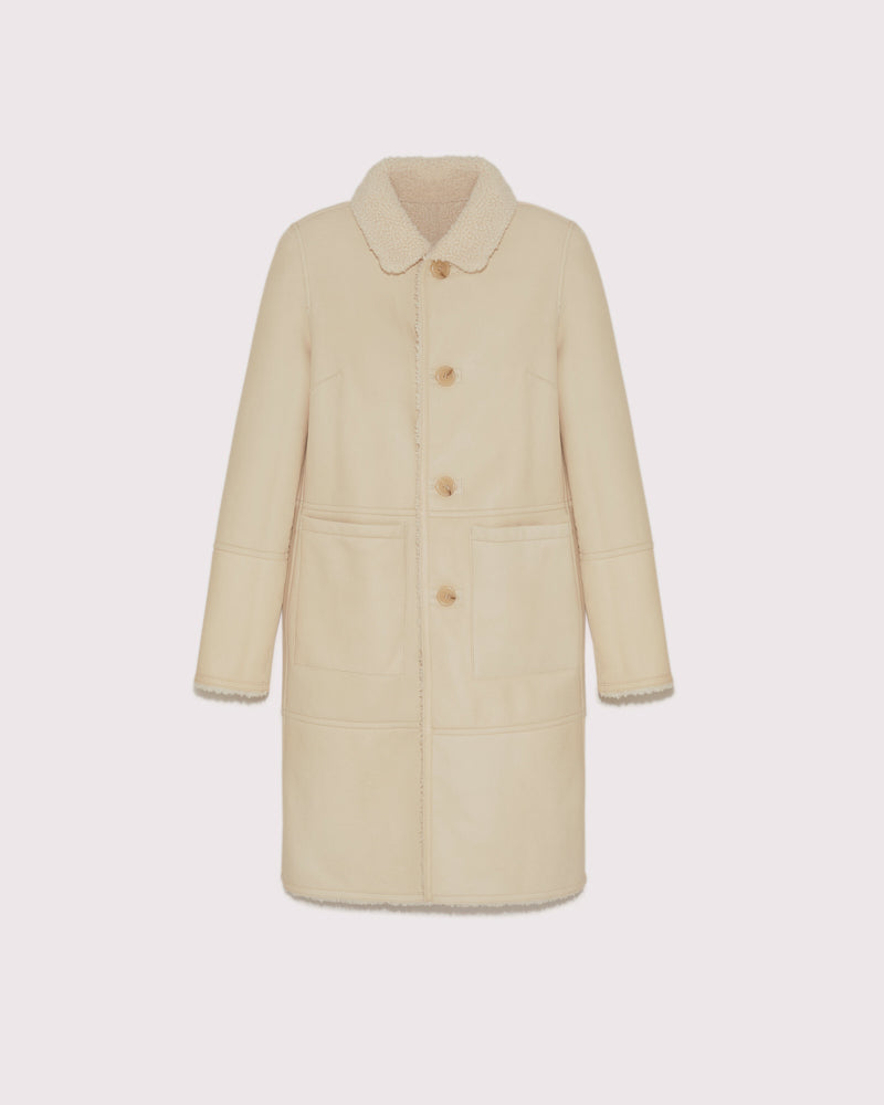 Manteau réversible en peau lainée