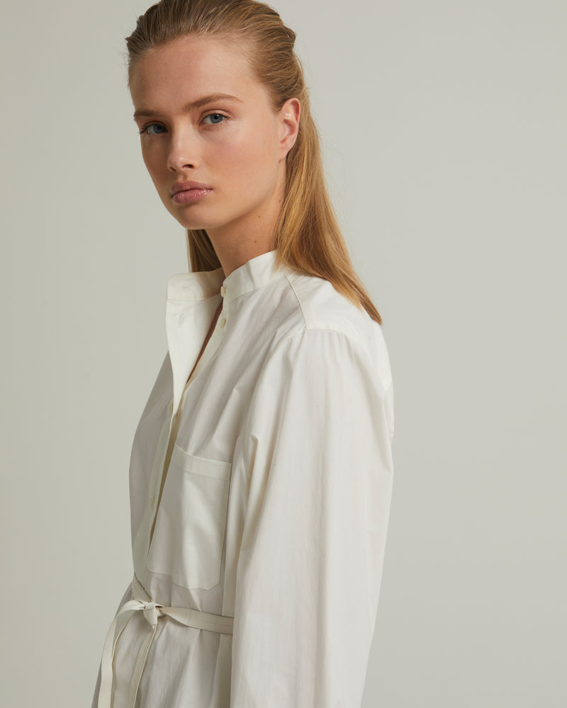 CHEMISE OVERSIZE À POCHE ASYMÉTRIQUE - Blanc