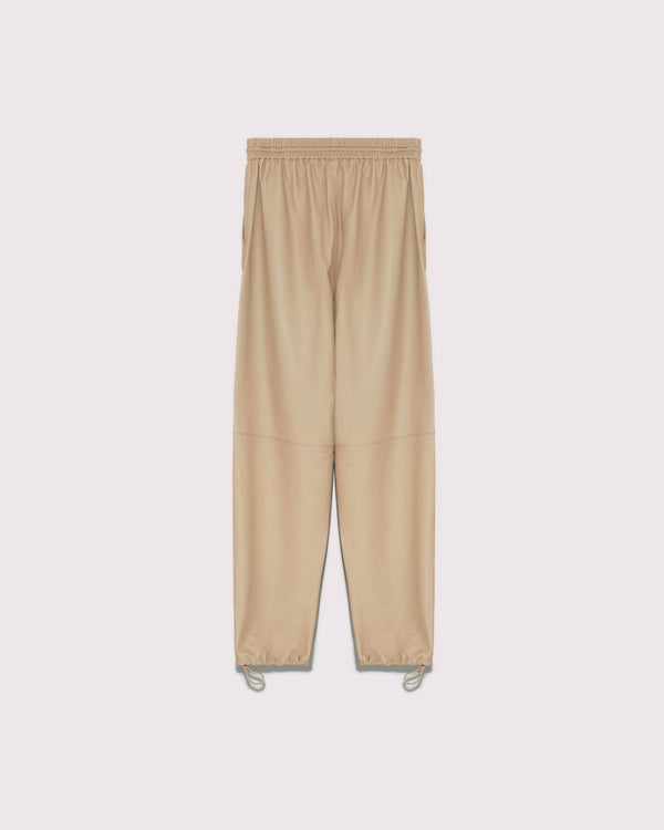 pantalon jogging en cuir beige