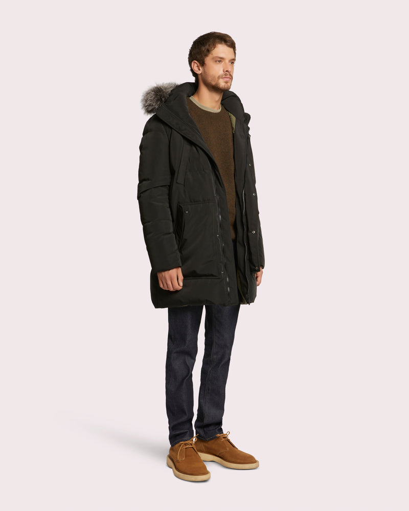 Doudoune 3/4 à capuche fourrure de renard-Yves Salomon - Soldes d'hiver - Winter Sale