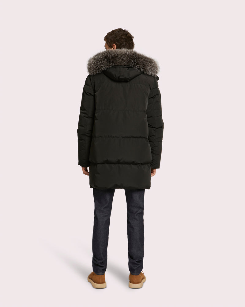 Doudoune 3/4 à capuche fourrure de renard-Yves Salomon - Soldes d'hiver - Winter Sale