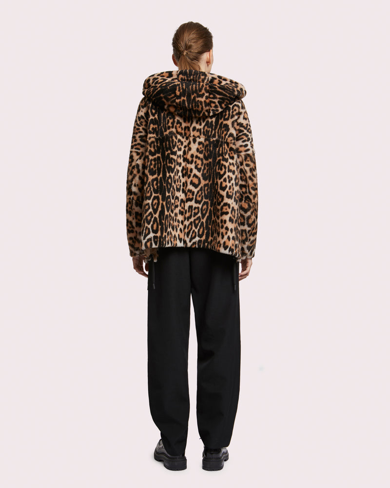 Hooded shearling jacketleopard Yves Salomon