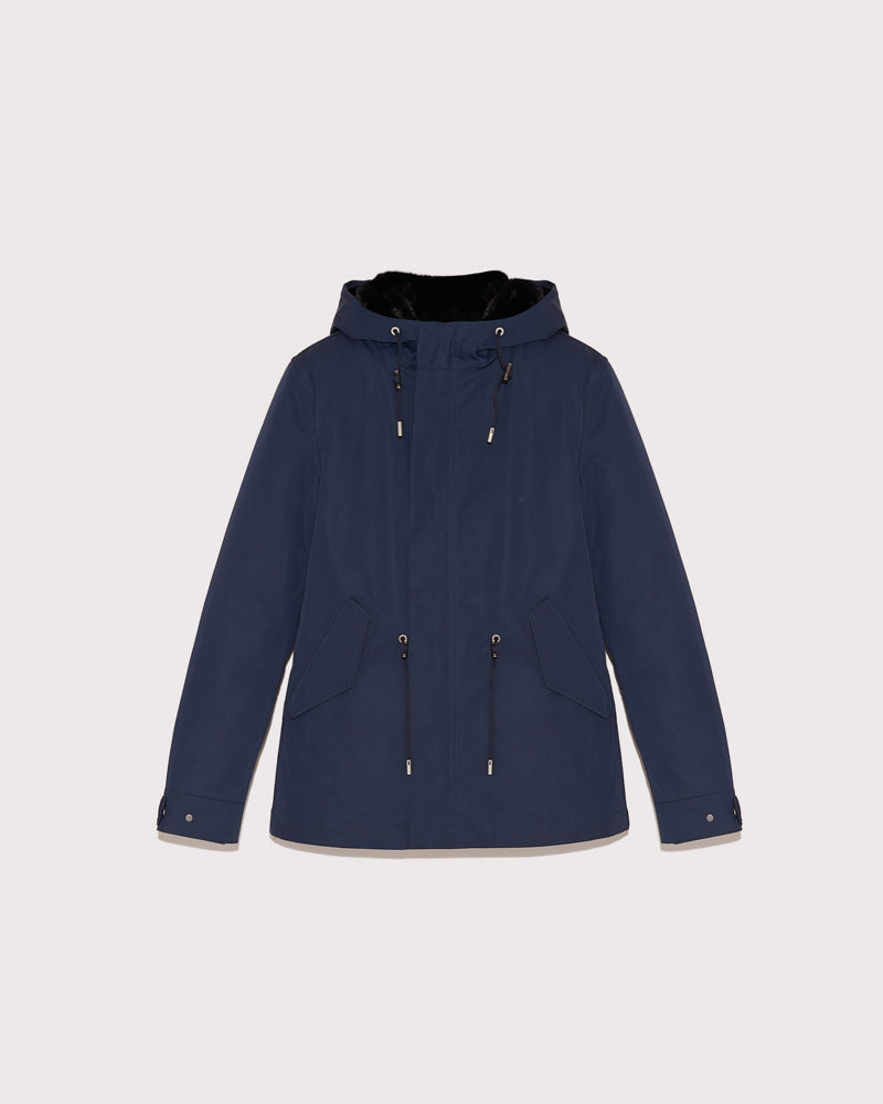 Parka zippé en gabardine et vison-Yves Salomon - Soldes d'hiver - Winter Sale